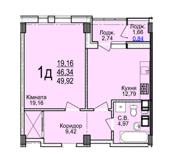 1-комнатная 49.29 м² в ЖК Свято-Троицкий посад от 15 500 грн/м², Черкассы