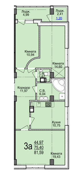 3-комнатная 81.59 м² в ЖК Свято-Троицкий посад от 18 500 грн/м², Черкассы