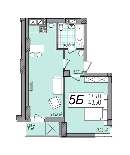 1-кімнатна 48.5 м² в ЖК Олімп від 13 900 грн/м², Рівне