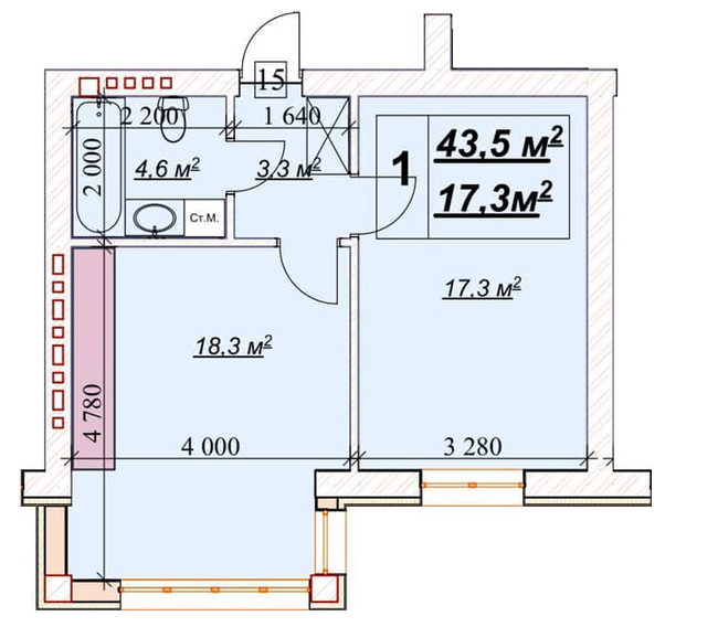 1-кімнатна 43.5 м² в ЖК Європейський від 18 600 грн/м², Рівне