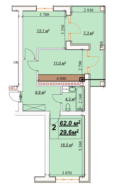 2-комнатная 62 м² в ЖК Европейский от 18 450 грн/м², Ровно