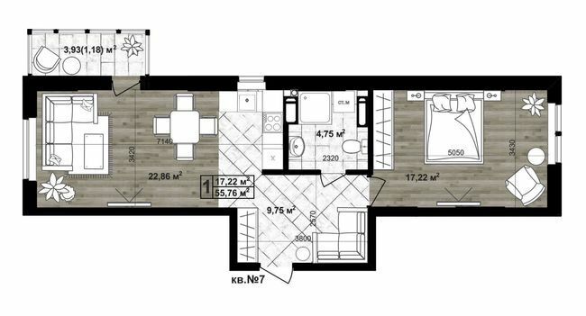 1-комнатная 55.76 м² в ЖК Paradise Life от 19 500 грн/м², Чернигов