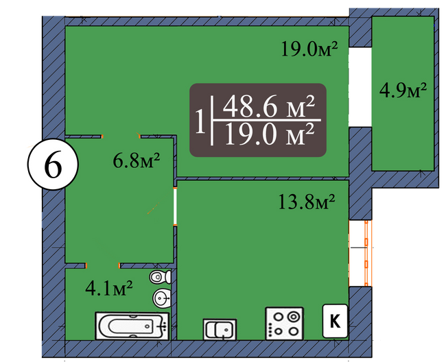 1-комнатная 49.6 м² в ЖК Мечта от 12 500 грн/м², Чернигов