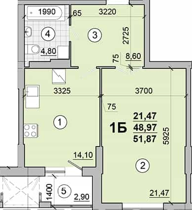 1-кімнатна 51.87 м² в ЖК КиевSky від забудовника, Чернігів