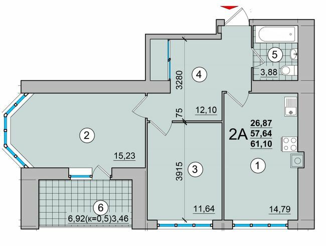 2-кімнатна 61.1 м² в ЖК на вул. Мазепи, 23 від 14 400 грн/м², Чернігів