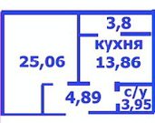 1-кімнатна 51.64 м² в ЖК на вул. Жабинського, 2Д, 2В, 2Г, 2Е від забудовника, Чернігів