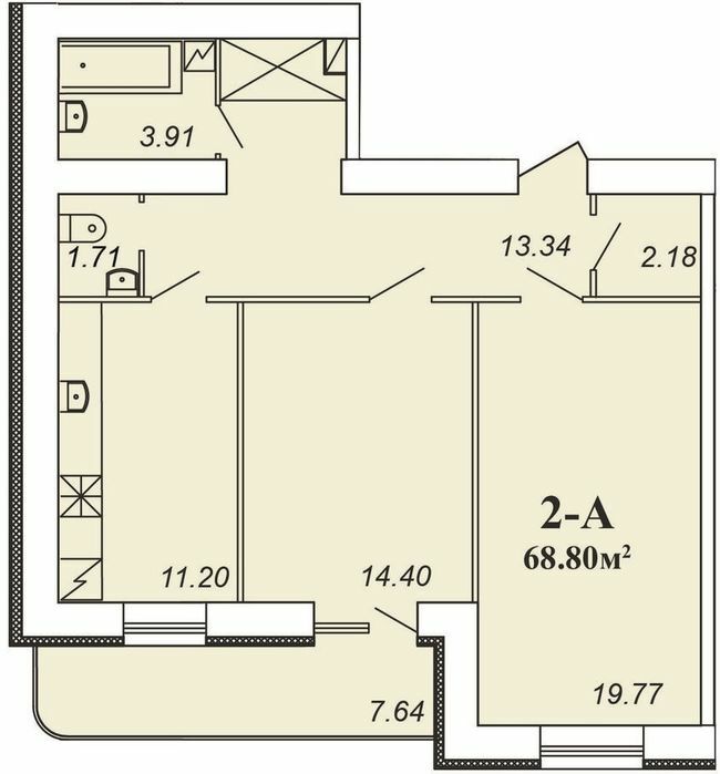 2-комнатная 68.8 м² в ЖК Парковый от 13 800 грн/м², Чернигов