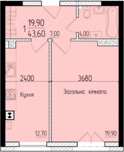 1-комнатная 43.6 м² в ЖК Comfort Hall от застройщика, Черновцы