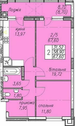 2-комнатная 67.6 м² в ЖК Панорама от 20 000 грн/м², Тернополь