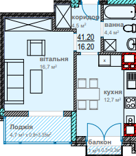 1-комнатная 41.2 м² в ЖК Водограй от 19 250 грн/м², Черновцы