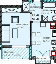 1-кімнатна 41.2 м² в ЖК Водограй від 19 250 грн/м², Чернівці