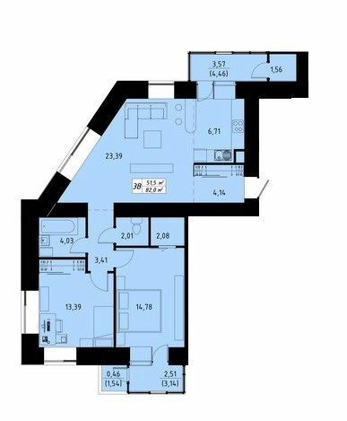 3-комнатная 82 м² в ЖК по пер. Галицкий от 15 000 грн/м², Тернополь