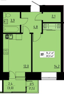 1-комнатная 39.9 м² в ЖК Green Line от 14 350 грн/м², Тернополь