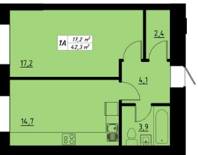 1-комнатная 42.3 м² в ЖК Green Line от 14 350 грн/м², Тернополь