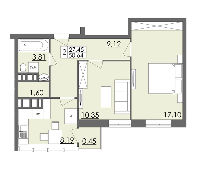 2-кімнатна 50.64 м² в ЖК Родинна казка від 12 500 грн/м², Чернівці