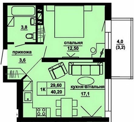 1-комнатная 40.2 м² в ЖК Manhattan от 16 500 грн/м², Тернополь