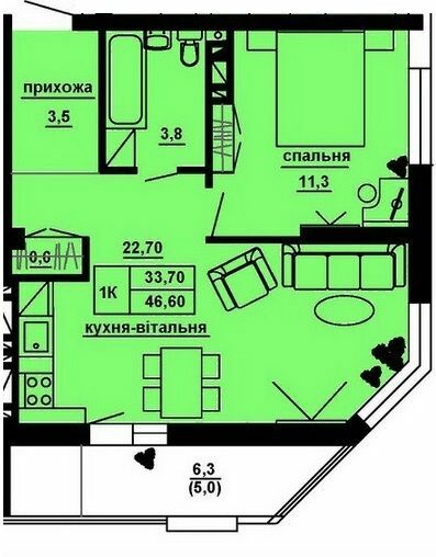1-кімнатна 43.6 м² в ЖК Manhattan від 19 100 грн/м², Тернопіль