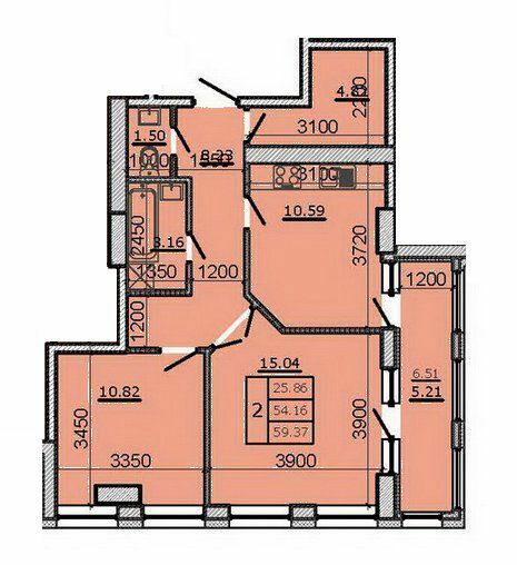 2-кімнатна 59.37 м² в ЖК Метрополь від 19 500 грн/м², Тернопіль