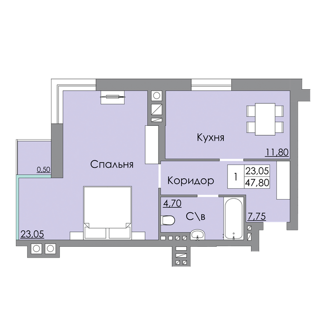 1-комнатная 47.8 м² в ЖК Панда от 19 800 грн/м², Черновцы