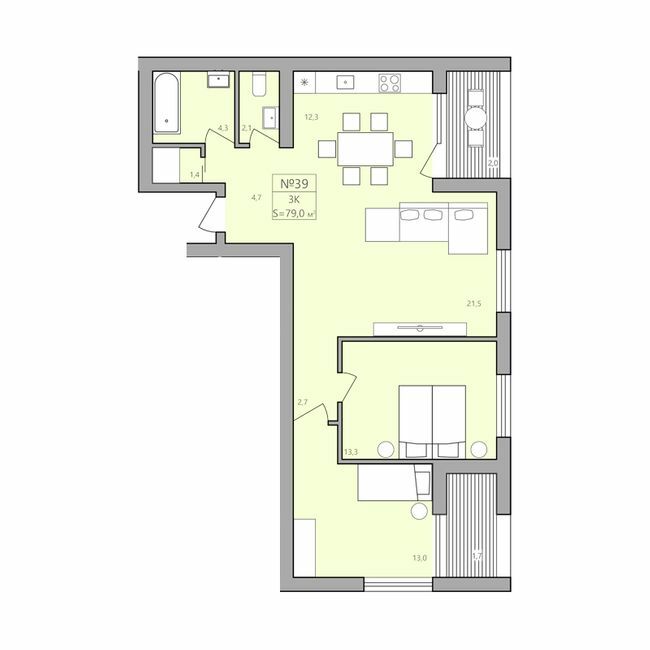 3-комнатная 79 м² в ЖК ЭкоДом от 12 500 грн/м², с. Петриков