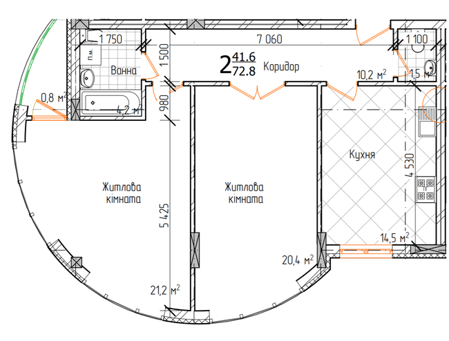 2-кімнатна 72.8 м² в ЖК Маєток Буковинський від 23 100 грн/м², Чернівці