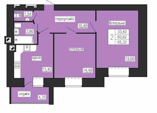 2-кімнатна 65.32 м² в ЖК на вул. Лучаківського-Тролейбусна від 18 000 грн/м², Тернопіль