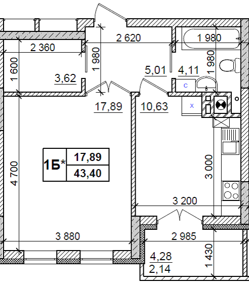 1-кімнатна 43.4 м² в ЖК Оазис Буковини від 11 450 грн/м², Чернівці