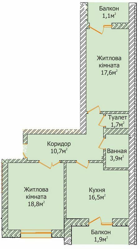 2-кімнатна 72.2 м² в ЖК Сонячне містечко від забудовника, Чернівці