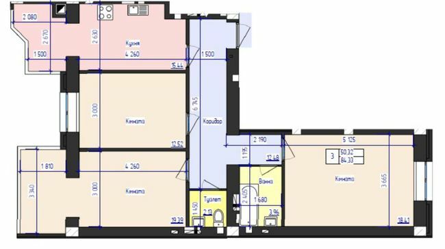 3-комнатная 84.33 м² в ЖК Кришталеве озеро от застройщика, Черновцы