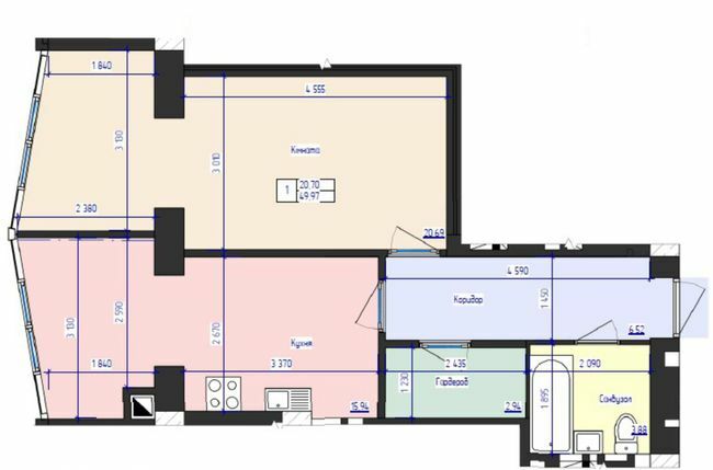 1-комнатная 49.97 м² в ЖК Кришталеве озеро от 17 800 грн/м², Черновцы