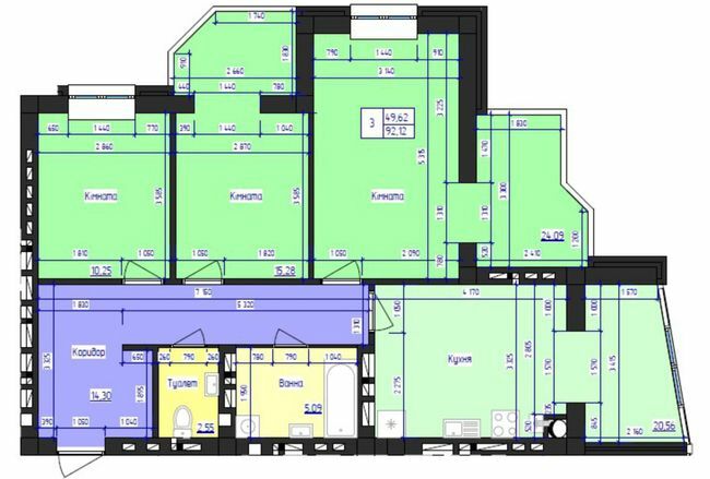 3-комнатная 92.12 м² в ЖК Кришталеве озеро от застройщика, Черновцы