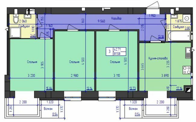 3-кімнатна 81.58 м² в ЖК Південний квартал від 16 800 грн/м², Чернівці