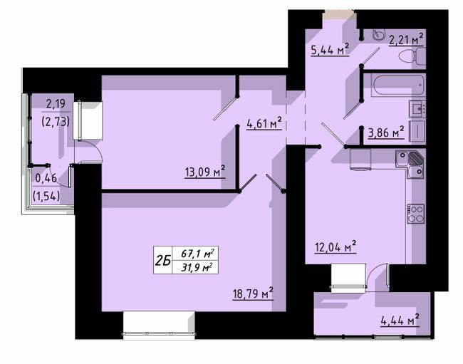 2-кімнатна 67.1 м² в ЖК на вул. Бенцаля, 7 від 9 500 грн/м², Тернопіль