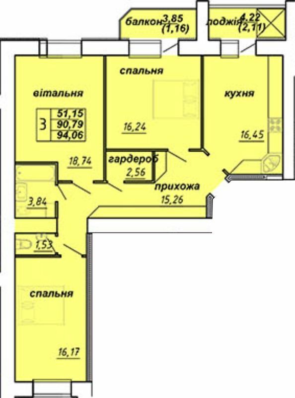 3-кімнатна 94.06 м² в ЖК Оград від 15 000 грн/м², Тернопіль