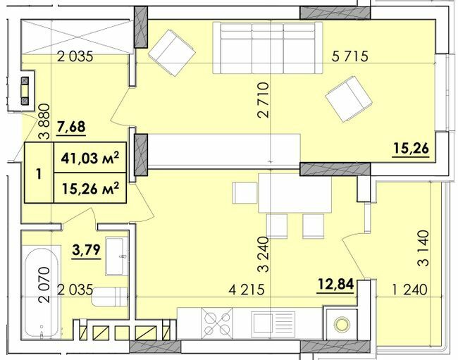 1-кімнатна 41.03 м² в ЖК Віденський Квартал від 18 200 грн/м², Чернівці