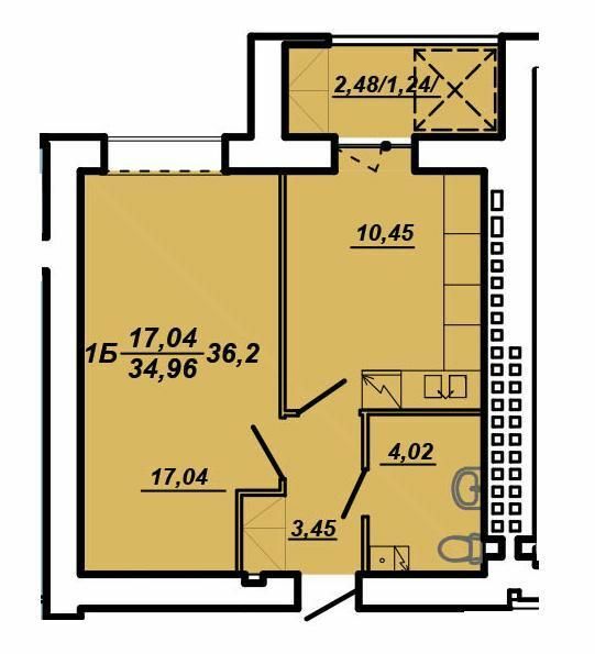 1-комнатная 36.2 м² в ЖК на вул. Яреми / вул. Текстильна от застройщика, Тернополь