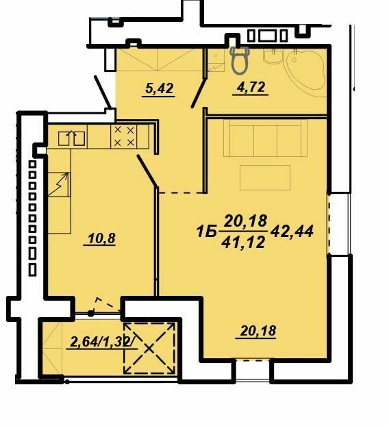 1-кімнатна 42.44 м² в ЖК на вул. Яреми / вул. Текстильна від забудовника, Тернопіль