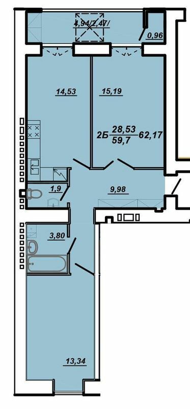 2-кімнатна 62.17 м² в ЖК на вул. Яреми / вул. Текстильна від 11 500 грн/м², Тернопіль