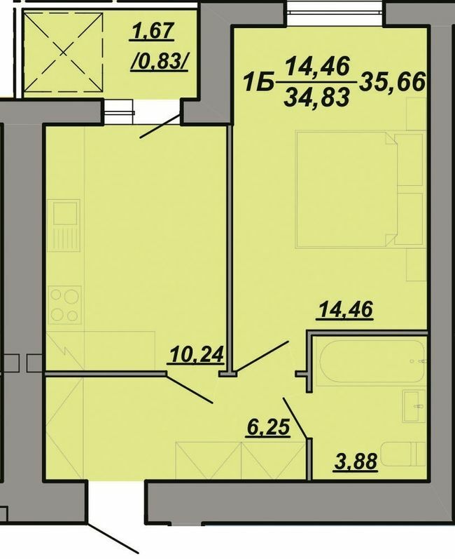 1-кімнатна 35.66 м² в ЖК Рідний Дім від 11 500 грн/м², Тернопіль