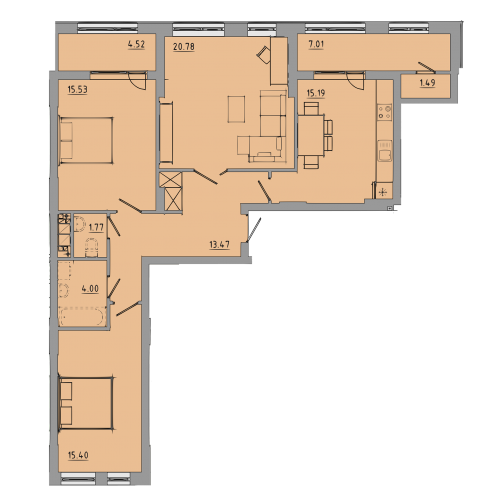 3-кімнатна 99.2 м² в ЖК Централ Хол від 24 000 грн/м², Тернопіль