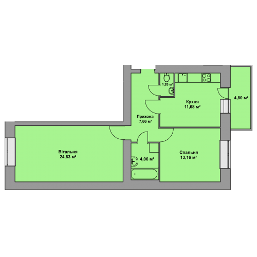 2-комнатная 66.29 м² в ЖК Східна Брама от 16 200 грн/м², Тернополь