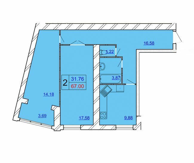 2-комнатная 67 м² в ЖК Avila Sky от 10 300 грн/м², Хмельницкий