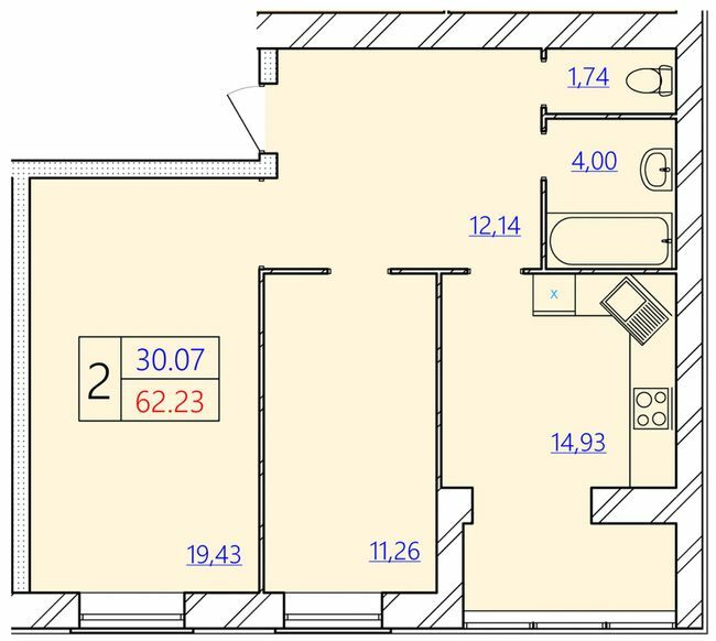 2-кімнатна 62.23 м² в ЖК Avila Gold від 13 000 грн/м², Хмельницький