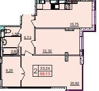 2-кімнатна 61.58 м² в ЖК Свобода від 17 000 грн/м², Хмельницький