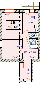 2-кімнатна 58 м² в ЖК Авіатор від 12 000 грн/м², Хмельницький