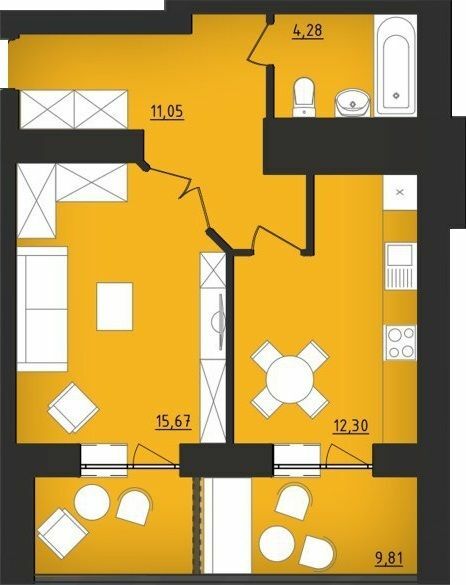 1-кімнатна 53.11 м² в ЖК Комфорт від 14 500 грн/м², Хмельницький