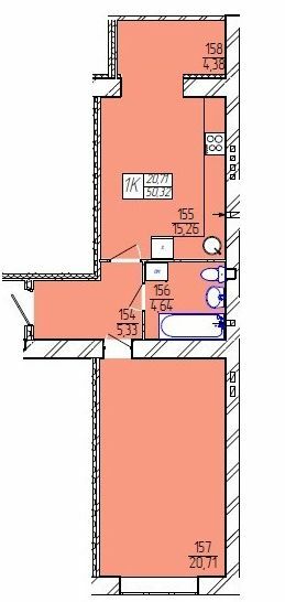 1-кімнатна 50.32 м² в ЖК Гармонія-3 від 12 500 грн/м², Хмельницький