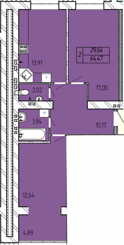 2-комнатная 64.47 м² в ЖК Гармонія-3 от 12 500 грн/м², Хмельницкий