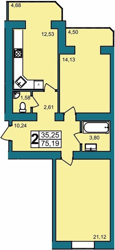 2-комнатная 75.19 м² в ЖК Lakeberry от 12 000 грн/м², Хмельницкий