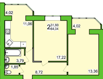 2-кімнатна 64.04 м² в ЖК Прованс від 12 500 грн/м², Хмельницький